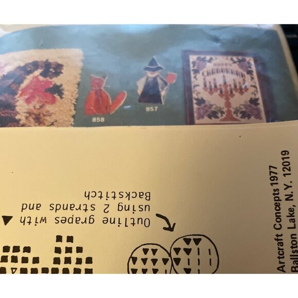 Cross Stitch Kit Happy Chanukkah Menorah ArtCraft Concepts 9x12 #893 Stamped VTG - Picture 7 of 8